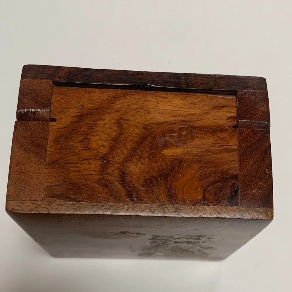 Handcrafted Jewelry Wooden Box with Natural finish.Used in great condition. 3x3.